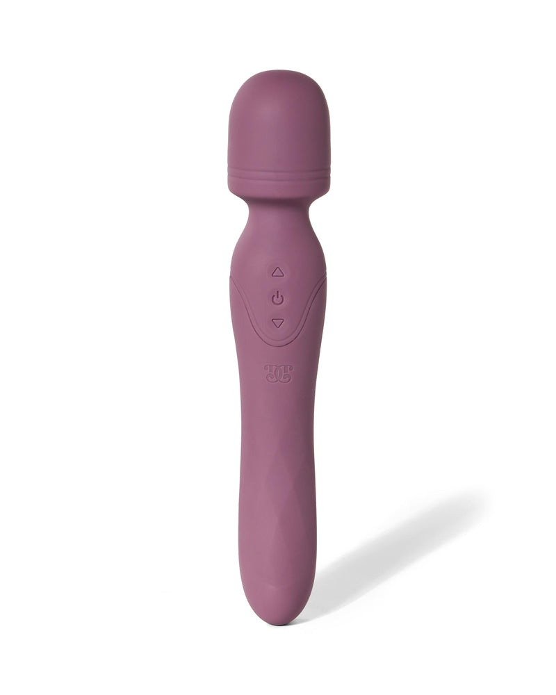 Virga dual-ended mauve wand, showing its rounded head and three control buttons.